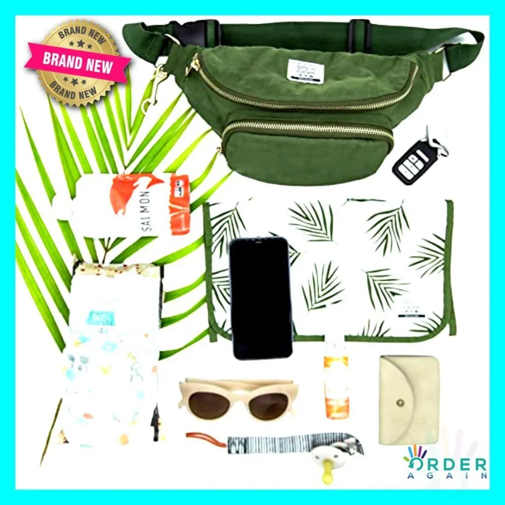 Small Diaper Bag Crossbody Fanny Pack Portable Changing Pad Minimal Chic